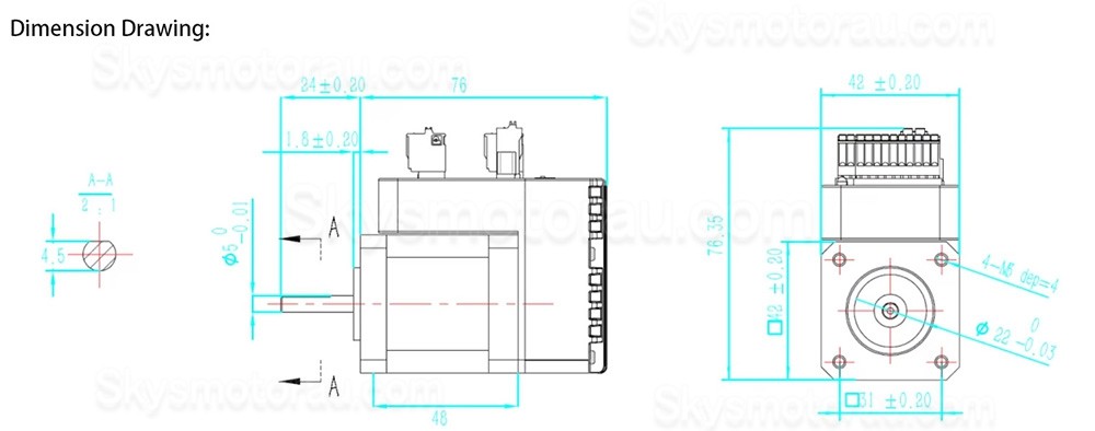 JMC iHSS42-24-05 Nema17 Closed Loop Integrated Stepper Motor 1.8 Deg 0.48Nm 1.2A